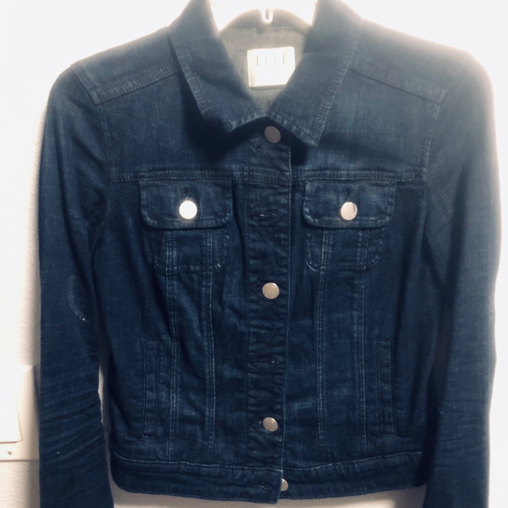 Elle Dark Blue Denim Button-Front Jacket
